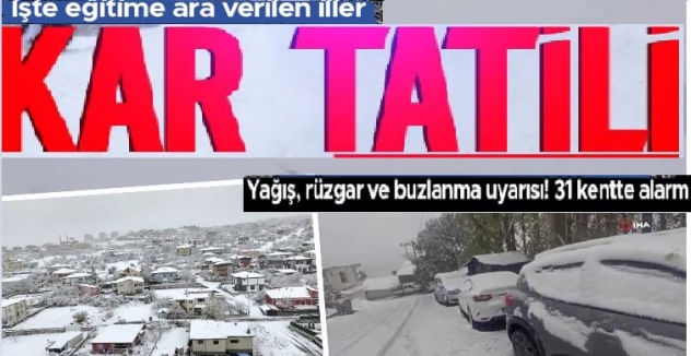 Meteoroloji'den yağış, rüzgar, buzlanma ve çığ tehlikesi uyarısı: 31 ilimizde alarm |