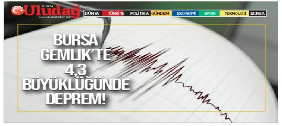 Bursa Gemlik’te 4,3 büyüklüğünde deprem